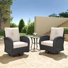 Aeeiua 3 Pieces Wicker Patio Furniture Set, Luxury Outdoor Conversation Set with High Back Swivel Rocker Chairs