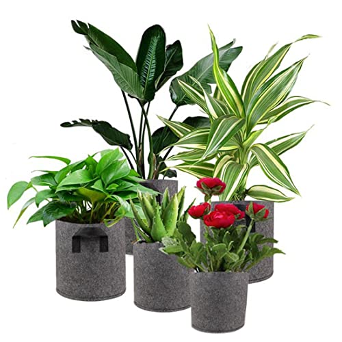 5pcs Gallons Felt Grow Bag Plant Fabric Grow Pots Garden Planter Bag Vegetable Pots with Handles Planting Planter Pots (Size : 7 Gallon) (5 Gallon)