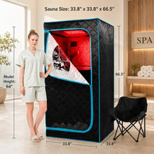 AURGOD Portable Infrared Sauna for 1 Person, Red Light Therapy Full Size Home Sauna Box with Premium Dry Heating, Remote Temperature Control, Heated Foot Pad & Reinforced Folding Chair