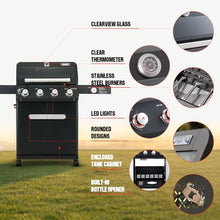 Monument Grills Mesa Series, 4+1 Outdoor Barbecue Stainless Steel 4 Burners & 1 Side Burner Propane Gas Grill, 52,000 BTU Patio Garden Barbecue Grill with Knob Controls, Mesa425, Black