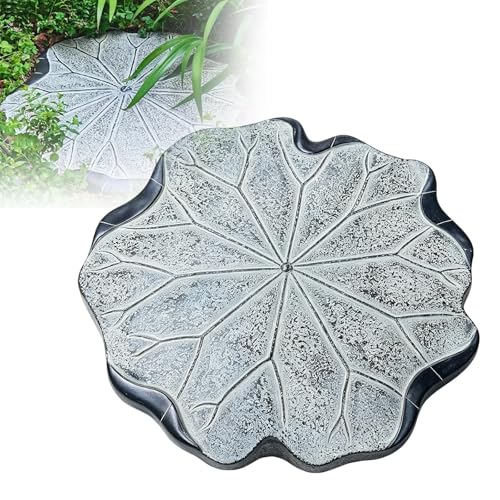 33.5in Lotus Leaf Decorative Manhole Cover, 22046lbs Heavy Duty Carbon Steel Fiber Stepping Stone for Outdoor Driveway, Yard, Patio