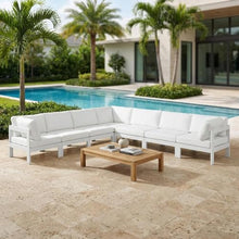 Outdoor Escape White Fabric Outdoor Patio Modular Sectional, Weather-Resistant Upholstery, Comfortable Back Height, Contemporary Style, Outdoor Living