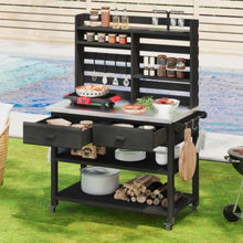 64.9" H Outdoor Potting Bench Table with Lockable Wheels