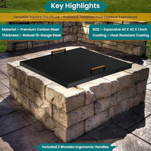 FEBTECH - 42" x 42" Fire Pit Insert Square Lid - 1.5mm Steel Cover
