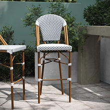 EMMA + OLIVER Navy/White PE Rattan Bistro Bar Stool, 2-Pack
