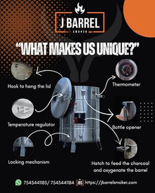 JBarrel Smoker Dexter Stainless Steel Vertical Charcoal Smoker, Small