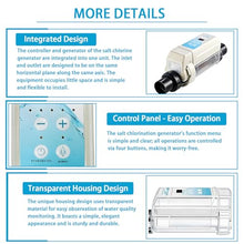 AiODiO Saltwater Chlorinator,with Titanium Cell, Digital Display & Self-Cleaning Function, Chlorine Production: 8/12 / 16/20 g/H, for Swimming Pool, Spa Pool 8g/H