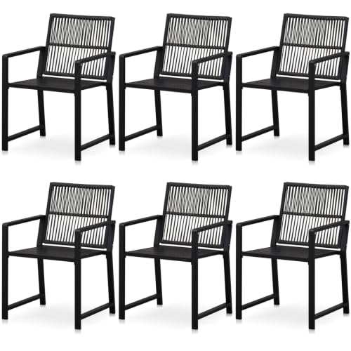 Coreporch Outdoor HDPE Patio Dining Chairs ，400Lbs，Black，Set of 6