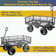 51.2" x 23" Steel Garden Utility Cart - 1,200 lb Capacity - Heavy-Duty Mesh Wagon with Removable Sides, Flatbed Conversion, 13" Pneumatic Tires for Landscaping, Yard, Farm, and Commercial Use
