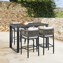 Armen Living Felicia Modern Outdoor Patio Bar Table and Stools Set, 5 Piece Black