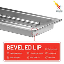 Celestial 24" x 8" CSA Certified Fire Pit Burner Kit, Commercial Grade 16 Gauge 304 Stainless Steel, Flame Sensing Safety Feature, Beveled Lip for Extra Strength, Propane, Electronic Ignition
