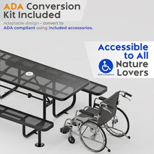 OUTTANS Commercial Metal Picnic Table (Black, 8' Rectangular, Punched)