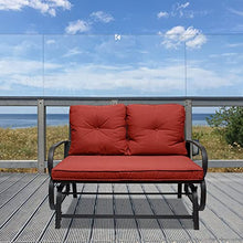 Outdoor Patio Swing Glider Bench Chair Porch for 2 Person Loveseat with Cushion Steel Frame Seating Rocking Balcony Garden Backyard Set (Rust) (HG020181-Rust)