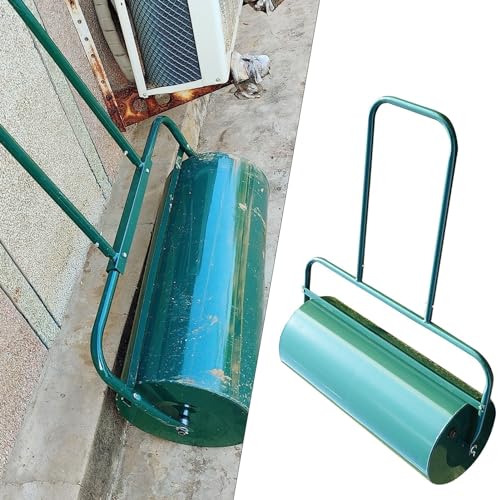 Oracra Lawn Roller Manual Garden Rollers for Lawns, Large Turf Leveller with Scraper Bar, Home Metal Push Rolling Tool for Planting/Seeding - Green U-Handle