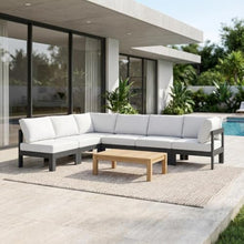 Outdoor Escape White Fabric Outdoor Patio Modular Sectional, Weather-Resistant Material, Contemporary Design, Comfortable Seat with 17-Inch Back Height
