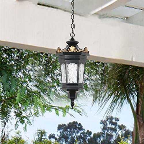 SATURNLIY American Waterproof Chandelier Corridor Aisle Balcony Outside Pendant Light Patio Porch Gazebo Outdoor Sun Room Outdoor Hanging Lamp, IP65 Black Interesting Life Pendant lamp Fixture