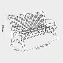 Park Patio Seat Garden Bench Outdoor Park, Cast Iron Metal Deck Bench with Armrest, 3 Seats Metal Leisure Chair Garden Furniture, Black Garden Furniture