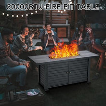 57" Fire Pit Table, 50000BTU Rectangle Propane Fire Table with Cover & Rain Cover, Sturdy Steel and Iron Fence Surface, CSA Safety Certified, Companion for Your Garden (Enlarged Version)