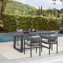 ARMEN LIVING SETODME5BLGRY Menorca Outdoor Patio 5-Piece Dining Table Set in Aluminum Cushions, Dark Grey