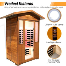 InfraHHZQ Infrared Saunas for Home,Far Infrared Sauna,1800W Light Therapy Lamp Wooden Outdoor Dry Sauna,Red Cedar Sauna Spa with Bluetooth Speaker,for Unwell Men,Women,Elderly,2-3 Person Home Sauna