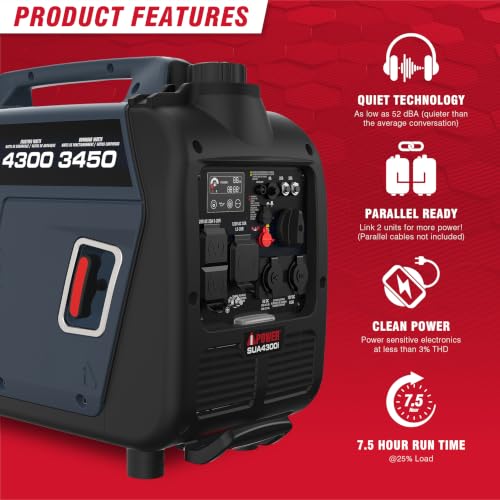 A-iPower 4300 Watt Quiet Gas Portable Inverter Generator, RV Ready