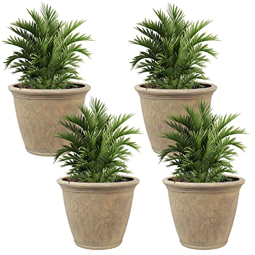 Sunnydaze Anjelica 24'' Large Plastic Planter Pot for Plants, Beige, 4pk