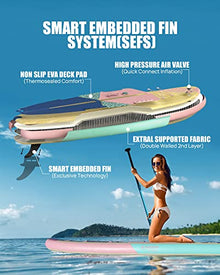 Highpi Inflatable Stand Up Paddle Board Vertically Center-Folded SUP Pink Wood