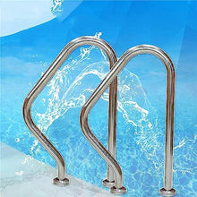 MSHOSAC Pool Handrails 304 Stainless Steel Swimming Pool Stair Rail, 2 PCS Pool Hand Rail Easy Mount Hand Grab Rail w/4ft Blue Grip Cover and Complete Mounting Accessories