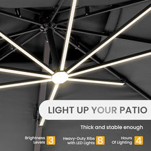 Ombrellon 10 X 13 FT Cantilever Patio Umbrella Outdoor with Lights & Base