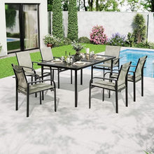 GAOMON Patio Dining Set 7 PCS, 6 Stable Outdoor Dining Chairs with Rectangular Dining Table, Patio Table and Chairs Set for Lawn,Deck and Backyard, Beige