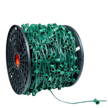 Novelty Lights 1,000 Ft C9 E17 Socketed Light Spool, Green Wire Bulk Reel