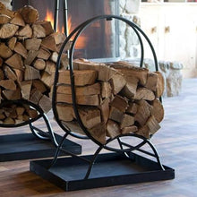 GenSDH Small Curved Log Bin Holder with Storage Box, Farmhouse Steel Firewood Log Rack for Family Room/Inside The Cabin/Camping