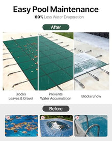 VEVOR Inground Pool Safety Cover Fits 18x36 ft Rectangular Pools with 4x8 ft Right End Step, Triple-Stitched High Strength Mesh PP, Great Rain Permeability, Installation Hardware Included
