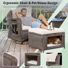 Merax Luxury Swivel Rocker High Back Patio Chair Set 5 Piece Beige