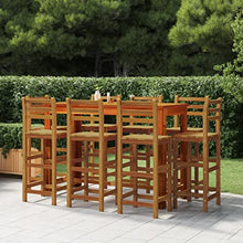 HKTMGDNG 9-Piece Solid Acacia Wood Patio Bar Set