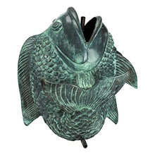 Design Toscano Asian Dancing Koi Fish Piped Statue Fountain Pond Water Feature, Medium, 11 Inch, Real Cast Bronze, Green Verdigris