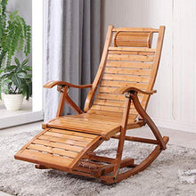 FENOKD Outdoor Gravity Camping Rocking Chair with Bamboo Wooden Frame and Gray Padded Seat for Garden Patio and Poolside Max. 250kg Weight Capacity (#1)