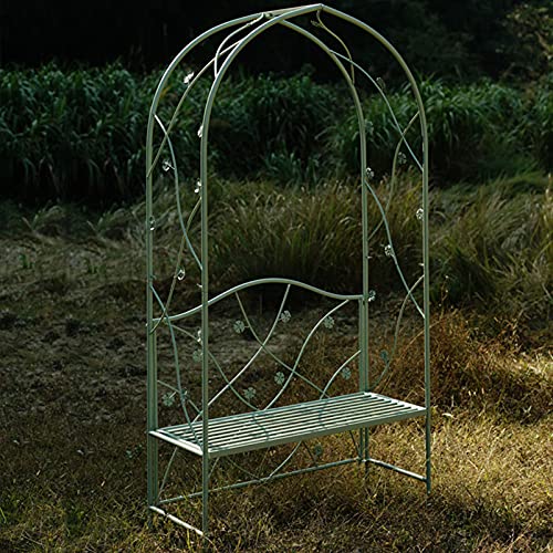 SDVantage Outdoor Courtyard Wrought Iron Arch Pavilion with Garden Benches Garden Rose Arch Pergola Outdoor Wedding Decoration Arch Aisle Used for Climbing Planting Backyard Terrace Party