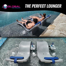 Global Pool Products 2 Lounge Chairs with Connecting Table - Patio Lounge Chair with Table for All Pool Types - Gray GPP-LFS-G