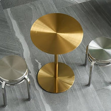 Round Side Table Gold Coffee Table End Table, Stainless Steel Bar Table Cocktail Bistro Table Dining Table for Kitchen Living Room Bedroom Balcony (Size : 50x50x75cm)