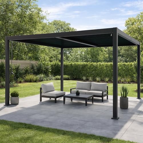 Kozyard Outdoor Louvered Pergola 12' x 12' Sun Shade Aluminum Patio Shelter
