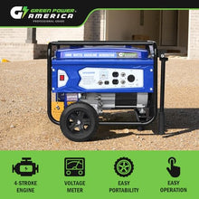 Green-Power America 5000 Watt Gasoline Generator, Manual Recoil Start Portable Generator, Backup Power for Home Emergency, Job Site, RV Camping，EPA Compliant