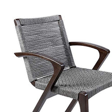 Armen Living Brielle Outdoor Dark Eucalyptus Wood and Grey Rope Dining Chairs - Set of 2