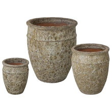 Emissary Home and Garden 22in. L x 27.5in. H Reef Green Stoneware Round Planters with High-fire Treatment (Set of 3)