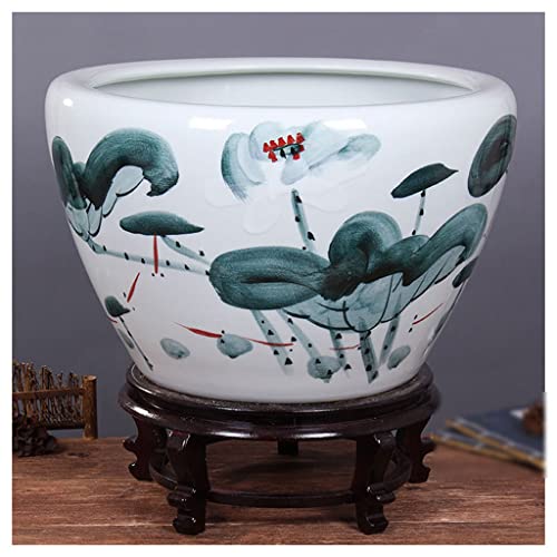 ENGENDER Flower Pot Ceramic Flower Pot Water Lily Tank Bowl Lotus Plant Pot Extra Large Courtyard Balcony Water Tank Ornaments Home Decoration Ornaments Planter (Color : C, Size : XL)