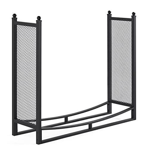 DJVHSRI 3.8Ft Firewood Rack Mesh Sides Heavy Duty Fire Wood Stand Holder Outdoor Indoor Fireplace Log Storage Metal Lumber Stacker Organizer,