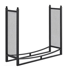DJVHSRI 3.8Ft Firewood Rack Mesh Sides Heavy Duty Fire Wood Stand Holder Outdoor Indoor Fireplace Log Storage Metal Lumber Stacker Organizer,