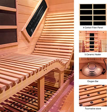 Gollense Infrared Sauna for Home with Recliner, Double Lounge Chairs, Canadian Red Cedar Wood 3400W Indoor Dry Sauna Room Yellow