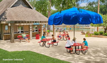 Barco Products SuperSaver Commercial Rectangular Picnic Table, 6 ft Seats 6, Red Thermoplastic-Coated Expanded Metal, 1-5/8 in. Umbrella Hole, Portable or Surface Mount, 10-Year Guarantee