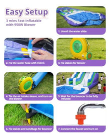 WELANDFUN 24.6ft PVC Commercial Inflatable Water Slide for Big Kids Adults